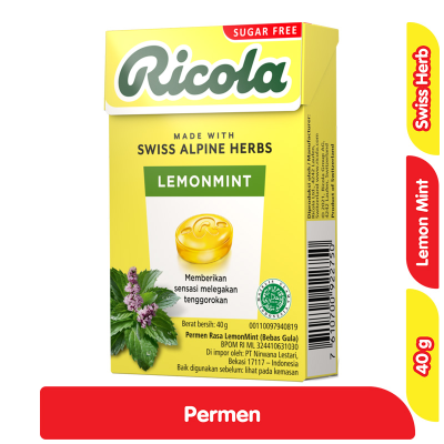 Promo Ricola Swiss Alpine Herbs Permen Lemon Mint Bebas Gula 40 g Alfamart