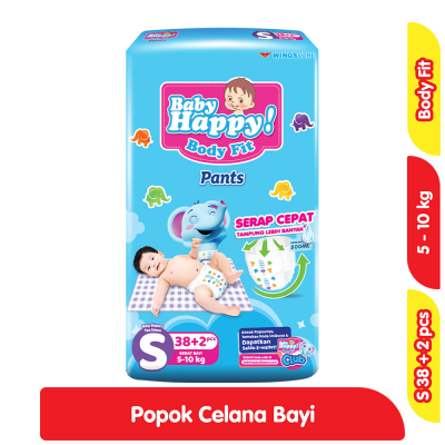 Promo Baby Happy Body Fit Pants Popok Celana S 38+2 pcs Alfamart