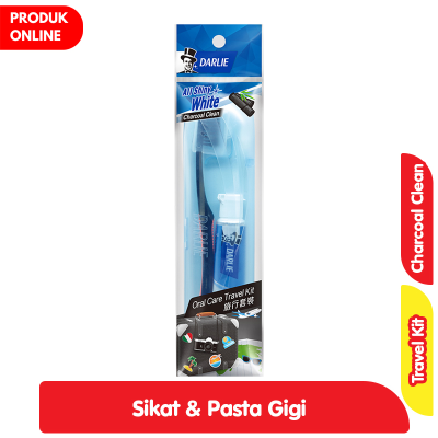 Promo Darlie Pasta & Sikat Gigi All Shiny White Charcoal Clean Kemasan Travel Size Alfamart