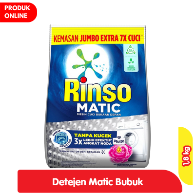 Promo Rinso Matic Detergen Bubuk Mesin Cuci Bukaan Depan 1.8 kg Alfamart