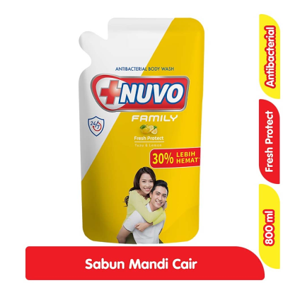 Promo Nuvo Family Sabun Mandi Cair Anti Bakteri Fresh Protect Refill 800 ml Alfamart