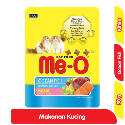 Me-O Makanan Kucing Kering Kitten Rasa Ikan Laut Pouch 50 gr