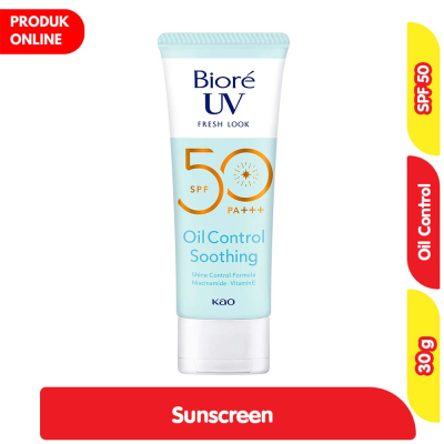Promo Biore UV Fresh Look Sunscreen Wajah Kulit Berminyak SPF 50 30 g Alfamart