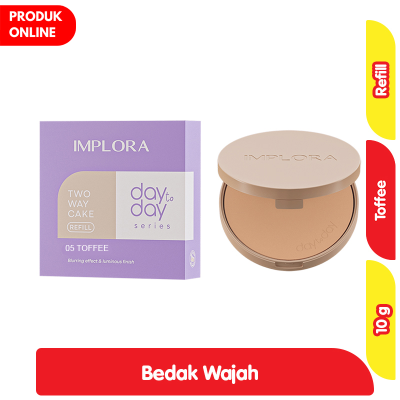 Promo Implora Day to Day Bedak Wajah Two Way Cake 05 Toffee Refill 10 g Alfamart