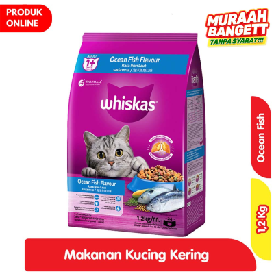 Promo Whiskas Makanan Kucing Kering Adult Rasa Ikan Laut 1.2 Kg Alfamart