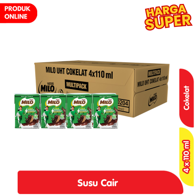 Promo Milo UHT Activ-Go Cokelat Kotak 36 x 110 ml - Karton Alfamart