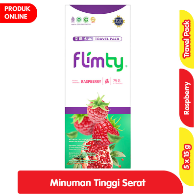 Promo Flimty Fiber Minuman Serbuk Tinggi Serat Raspberry Travel Pack 5 x 15 g Alfamart