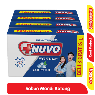 Promo Nuvo Family Sabun Mandi Batang Anti Bakteri Cool Protect 4 x 100 g Alfamart