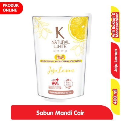 Promo K-Natural White Sabun Mandi Cair Jeju Lemon Refill 400 ml Alfamart