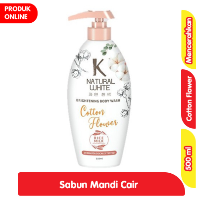 Promo K-Natural White Sabun Mandi Cair Cotton Flower Pump 500 ml Alfamart