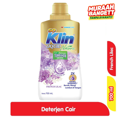Promo So Klin Liquid Nature Deterjen Cair French Lilac Botol 700 ml Alfamart