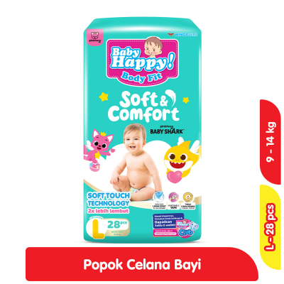 Promo Baby Happy Soft & Comfort Pinkfong Baby Shark Popok Celana Bayi L 28 pcs Alfamart
