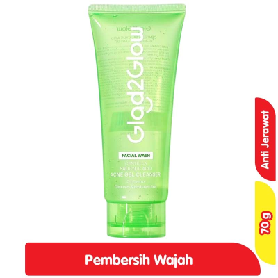 Promo Glad2Glow Centella Salicylic Acid Pembersih Wajah Gel Anti Jerawat 70 ml Alfamart