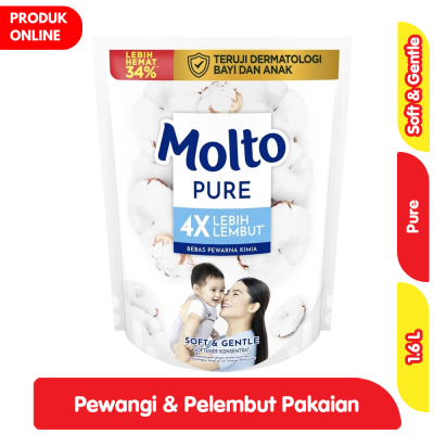 Promo Molto Pure Pelembut & Pewangi Pakaian Bayi Soft & Gentle Refill 1600 ml Alfamart