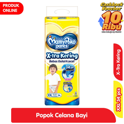 Promo MamyPoko X-tra Kering Popok Celana Bayi XXL 34 pcs Alfamart