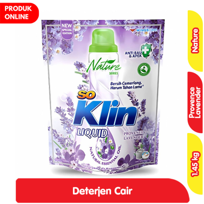 Promo So Klin Nature Series Detergen Cair Provence Lavender Refill 1.45 kg Alfamart