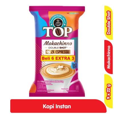 Promo Top Coffee Kopi Instan Mokachinno Double Shot 9 x 22 g Alfamart