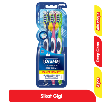 Oral-B Cross Action Deep Clean Sikat Gigi Anti Plak Lembut 3 pcs