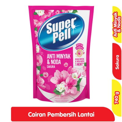 Promo Super Pell Cairan Pembersih Lantai Anti Minyak & Noda Sakura 740 g Alfamart