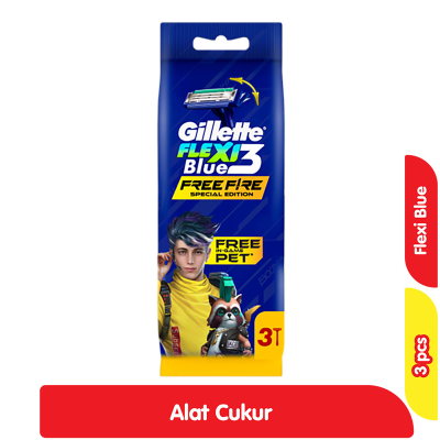 Promo Gillette Flexi 3 Blue Free Fire Alat Cukur 3 pcs Alfamart
