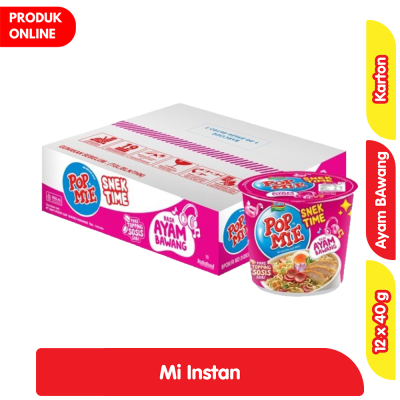 Promo Pop Mie Mi Instan Cup Ayam Bawang 12 x 40 g - Karton Alfamart