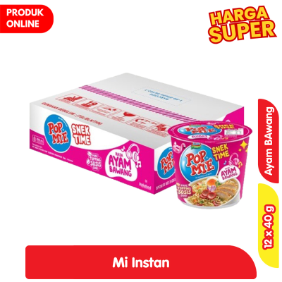 Promo Pop Mie Mi Instan Cup Ayam Bawang 12 x 40 g - Karton Alfamart