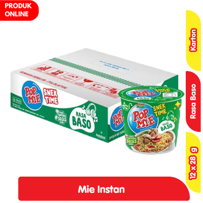 Promo Pop Mie Mi Instan Cup Baso 12 x 28 g - Karton Alfamart