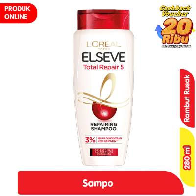 Promo L'Oreal Paris Elseve Total Repair 5 Sampo Rambut Rusak 280 ml Alfamart