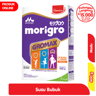 Promo Morinaga Morigro Gromax Susu Bubuk Pertumbuhan Anak 1-12 Tahun Madu 400 g Alfamart