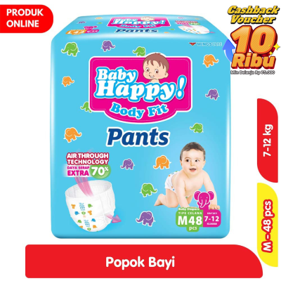 Promo Baby Happy Body Fit Popok Celana Bayi M 48 pcs Alfamart