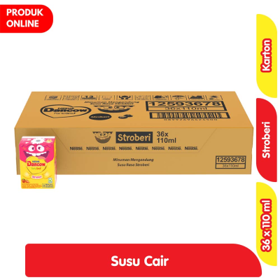 Promo Nestle Dancow FortiGro Rasa Stroberi Susu Kotak UHT 36 x 110 ml - Karton Alfamart