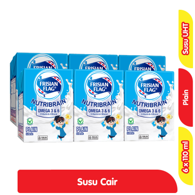 Promo Frisian Flag Nutribrain Susu UHT Cair Plain Kotak 6 x 110 ml Alfamart