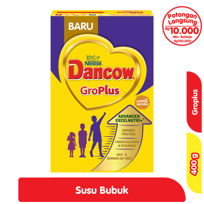 Promo Nestle Dancow GroPlus Susu Bubuk Pertumbuhan Anak Rasa Vanila 400 g Alfamart