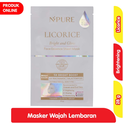 Promo NPure Licorice Masker Wajah Lembaran Bright & Glow 30 g Alfamart