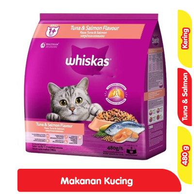 Promo Whiskas Makanan Kucing Kering Adult Tuna & Salmon 480 g Alfamart