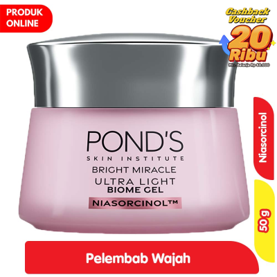 Promo Pond's Bright Miracle Ultra Light Biome Pelembab Wajah Niasorcinol 50 g Alfamart