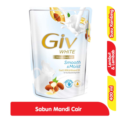 Promo Giv White Collection Sabun Mandi Cair Goat's Milk & Almond Oil Refill 400 ml Alfamart