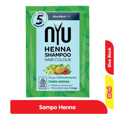 Promo NYU Henna Sampo Pewarna Rambut Blue Black Sachet 20 ml Alfamart