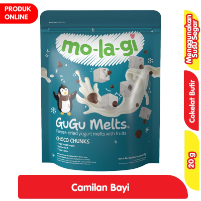 Promo Molagi Gugu Melts Yogurt Camilan Bayi Rasa Cokelat Butir 20 g Alfamart