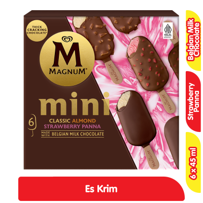 Promo Wall's Magnum Mini Es Krim Almond Stroberi Panna 6 x 45 ml Alfamart