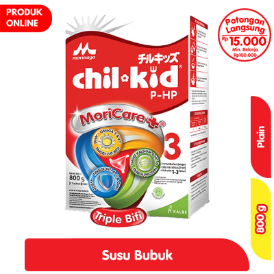 Promo Morinaga chil-kid 3 P-HP Susu Bubuk Pertumbuhan Anak 1-3 Tahun Plain 800 g Alfamart