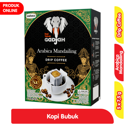 Promo Gadjah Kopi Tubruk Drip Arabica Mandailing 5 x 7.5 g Alfamart