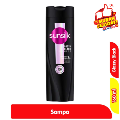 Promo Sunsilk Sampo Glossy Black Botol 160 ml Alfamart