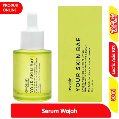 Promo Avoskin Your Skin Bae Serum Wajah Lactic Acid + Buah Kiwi 30 ml Alfamart