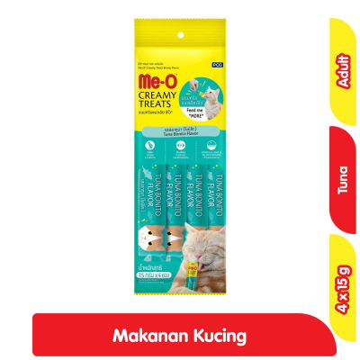 Promo Me-O Creamy Snack Makanan Kucing Basah Adult Rasa Tuna Sachet 4 x 15 g Alfamart