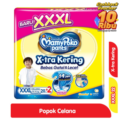 Promo MamyPoko X-tra Kering Popok Celana Bayi XXXL 20 + 2 pcs Alfamart