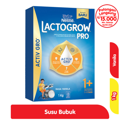 Promo Lactogrow Pro 1+ Susu Pertumbuhan Anak 1-3 Tahun Vanila 1 kg Alfamart
