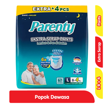 Promo Parenty Popok Celana Dewasa Ekstra Serap L 8 + 4 pcs Alfamart