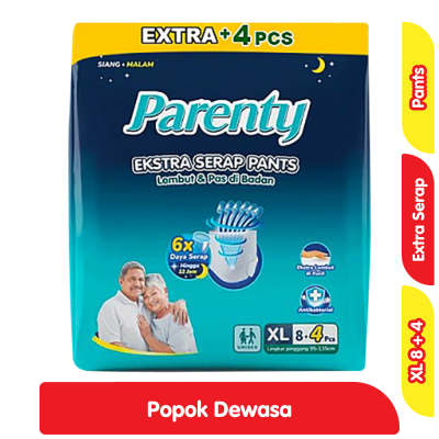 Promo Parenty Popok Celana Dewasa Ekstra Serap XL 8 + 4 pcs Alfamart