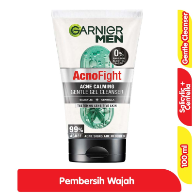 Promo Garnier Men Acno Fight Pembersih Wajah Gel Acne Calming Gentle 100 ml Alfamart
